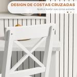 Conjunto de 2 Bancos Altos de Cozinha Bancos de Bar de Madeira com Apoio para os Pés e Encosto Cruzado Carga Máxima 120 kg Branco
