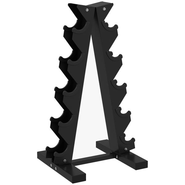 Suporte para Halteres de 5 Níveis Suporte de Armazenamento para Halteres de Aço para Treinamento 35x33x66 cm Preto