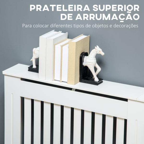 Cobertura Radiador Moderna de MDF com Prateleira Superior para Sala de Estar Dormitório Escritório 172x19x81 cm Branco