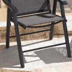 Conjunto de 2 Cadeiras Dobráveis para Exterior Cadeiras para Jardim com Textilene e Metal 58x64x94 cm Cinza Escuro