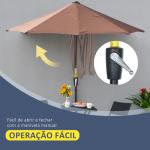 Chapéu de Sol de Parede 200x190x240 cm com Manivela Poste de Aço e Base Cruzada Anti - UV para Terraço Varanda Castanho