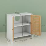 Móvel para Lavatório Móvel Sob Lavatório Moderno com Portas Magnéticas de Bambu e Estante Ajustável 60x30x60 cm Branco e Madeira
