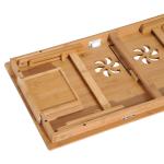 Mesa de Computador Portátil de Bambu Dobrável Reclinável e Altura Ajustável Mesa Auxiliar com1 Gaveta 72x35x22 - 30 cm Madeira