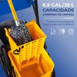 Balde de Esfregona 26 L com Rodas, Sistema de Espremedor, Asa de Transporte e Duplo Compartimento 78x45x95 cm Multicolor