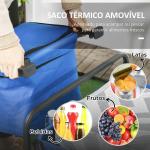 Carrinho de Transporte Dobrável com Bolsa Térmica Removível Capacidade 100 kg para Campismo Praia 113x57x77 - 100 cm Azul