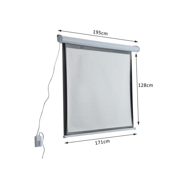 Tela de Projeção Elétrica Portátil Universal 84" 4:3 com Controlo Remoto Suspensa na Parede 171x130 cm Branco