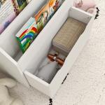 Estante de Brinquedos com 3 Compartimentos Gaveta com Rodas para Quarto Sala de Jogos 62,5x30x70 cm Branco