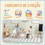 Mesa Infantil com 2 Cadeiras com Espaço de Arrumação para Crianças de 3 - 6 Anos para Sala de Jogos Dormitório Madeira e Branco