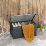 Baú de Exterior 311 L Baú de Armazenamento de Aço Galvanizado com 1 Fechadura para Jardim 120x62x66 cm Cinza Escuro