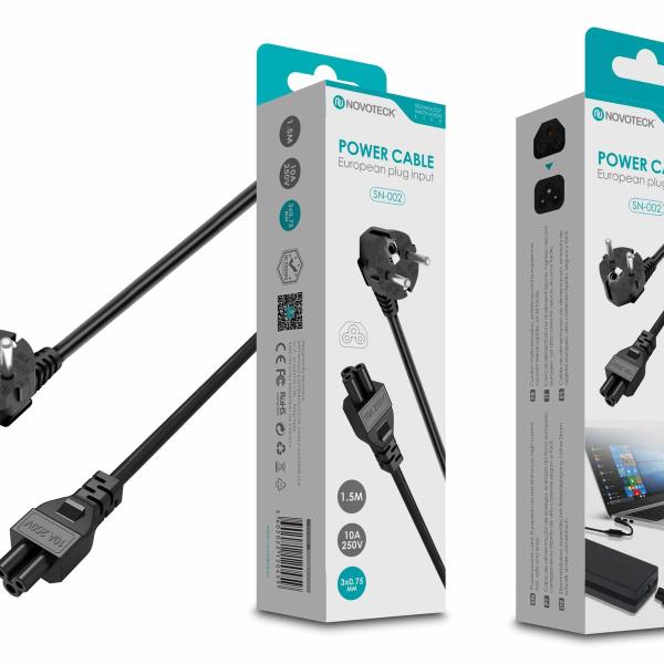 Cabo de Alimentação Novoteck SN-002 - Entrada Europeia, 1,5m, 10A, 250V