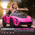Carro Elétrico para Crianças Lamborghini 12V Controlo Remoto Faróis Buzina Arranque Lento e Música MP3 114,5x64x45,5 cm Rosa