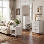 Cómoda com 4 Gavetas Cómoda de Dormitório Moderna com Desenho Ondulado Anti - Tombo 60x40x90 cm Branco