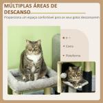 Arranhador para Gatos com 2 Postes de Arranhar Cama Plataforma em U e Escova Bola Suspensa 40x40x48 cm Cinza