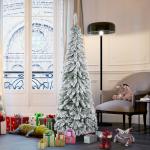 Árvore de Natal Artificial Nevada com 523 Ramos Suporte de Aço Dobrável Decoração para Casa Festas Ø74x180 cm Verde