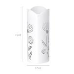 Suporte para Guarda Chuva em Aço com 4 Ganchos Bandeja de Gotejamento Amovível para Entrada ou Escritório Branco 17x17x41 cm