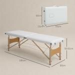 Marquesa de Massagem Dobrável com Estrutura em Madeira, Altura Ajustável e Bolsa de Transporte, 186x60x61 - 87 cm, Creme