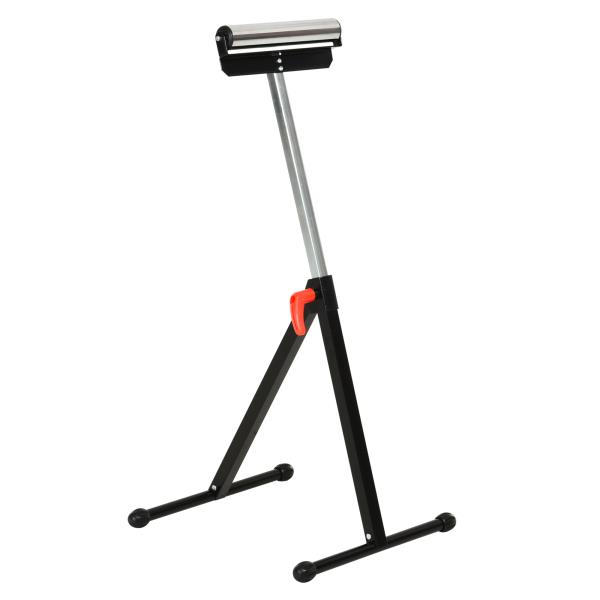 Cavalete Telescópico com Rolo Dobrável e Altura Ajustável entre 68 - 110cm com Manivela de Bloqueio Carga Máx. 60/90kg Preto e Prata