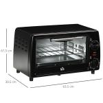 Mini Forno Elétrico 10 Litros 750W com Temperatura até 230°C Temporizador 60 Minutos Bandeja e Grade 36,5x26x22cm Preto