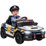 Carro Elétrico Infantil Modelo Policial 12V com Comando a Distância 2,4 Luzes Sirene Música USB e Suspensão 96x60x45 cm Multicor