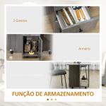 Mesa de Refeição Dobrável com Rodas Mesa Abatível com 2 Gavetas e Armário Mesa Auxiliar Multifuncional 120x60x76,5 cm Cinza