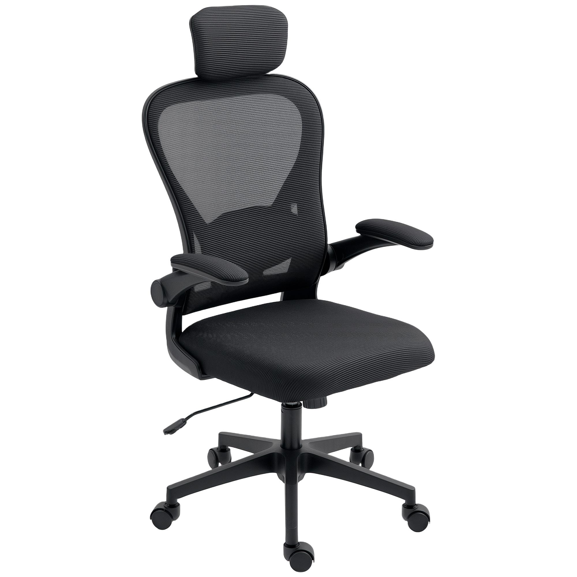 Cadeira de Escritório Giratória com Altura Ajustável Apoio para a Cabeça e Suporte Lombar Ajustáveis 58x63x115 - 125 cm Preto