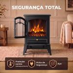 Lareira Elétrica com Efeito Chama 3D, 39x24x57 cm, Preta
