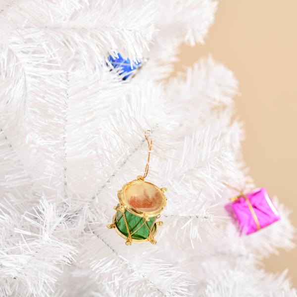 Árvore de Natal Artificial 180cm com 930 Ramos de PVC 48 Decorações Incluidas Decoração de Natal Ø105x180cm Branco