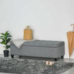 Banco de Armazenamento Acolchoado Banco Estofado em Linho Tampa com Abertura 125x49x41,5 cm Cinza