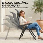 Conjunto de 2 Cadeiras Dobráveis Reclináveis de Jardim Exterior com Encosto Alto Ajustável em 5 Posições Apoio para Pés Cinza Escuro