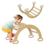 Arco de Aprendizagem para Crianças 2 em 1 Arco de Escalar para Crianças de 18 - 48 Meses Baloiço Bebés 68x42x36 cm Madeira