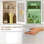 Coluna Casa de Banho com Porta de Vidro Prateleiras Ajustáveis Gaveta e Prateleira Aberta 40x30x165 cm Branco