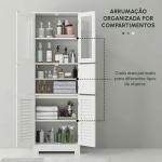 Armário Casa de Banho Coluna Casa de Banho com 6 Portas Prateleiras Ajustáveis Anti - tombo 60x30x170,5 cm Branco