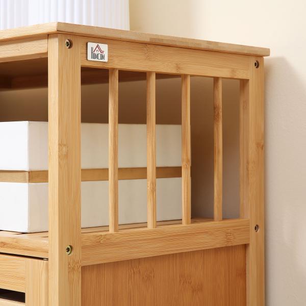Aparador de 3 Portas Aparador em Bambu com Estantes para Sala de Jantar Cozinha Entrada 100x35x82 cm Madeira