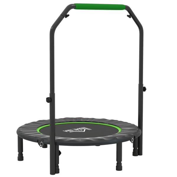 Trampolim Fitness Ø102 Trampolim Dobrável com Pega Ajustável em 4 Níveis Estrutura de Aço Verde
