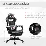Cadeira de escritorio gaming ergonômica Altura ajustável Reclinável Encosto com apoio para pés 65x70x118,5 - 126,5 cm Branco e Preto