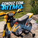 Mota Elétrica para Crianças 6V com Luzes e Música para Idades 3 - 6 Anos Amarelo