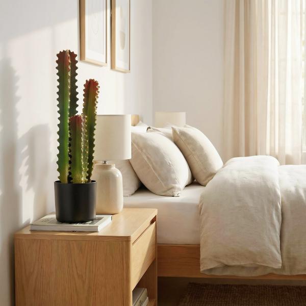 Cato Artificial 66 cm Planta Artificial Decorativa com Vaso e 3 Folhas para Decoração de Interiores Verde