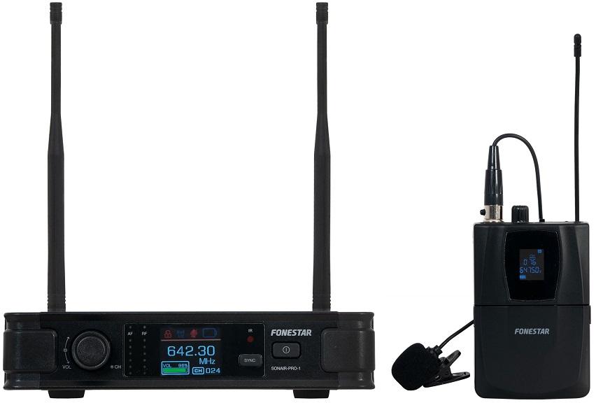 Central Microfone Lapela Bodypack s/ Fios UHF ID Pilot e Diversity - FONESTAR