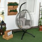 Cadeira Supensa com Suporte com Cesta Dobrável Almofada e Apoio para a Cabeça 110x100x188 cm Cinza e Preto