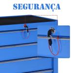 Carrinho de Ferramentas para Oficina com Rodas e 5 Gavetas Fechadura e Alça Lateral 67,5x33x77 cm Vermelho
