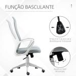 Cadeira de Escritório Ergonómica com Altura Ajustável Função de Inclinação e Encosto Alto 62x56x110 - 119,5 cm Cinza