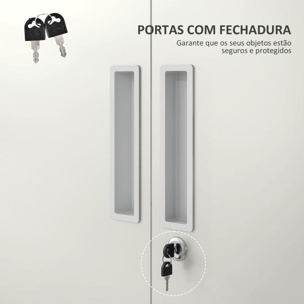 Armário para Arquivos de 5 Níveis com Chaves Prateleiras Ajustáveis Armário de Arquivos Metálico 80x40x180 cm Branco