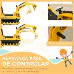 Escavadora sem Pedais com Braço Móvil Carro Andador com Assento de Armazenamento Pá Dianteira e Buzina 78x24x58,5 cm Amarelo