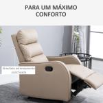 Poltrona Relax com reclinação manual até 160 ° com apoio para os pés retrátil Esponja de densidade estofada em PU 65x89x100cm