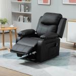 Poltrona Relax Levanta Pessoas com Controle Remoto Reclinação Elétrica de 160° Apoio para os Pés Encosto Estofado em PU e Bolsos Laterais 76x90x105cm Preto