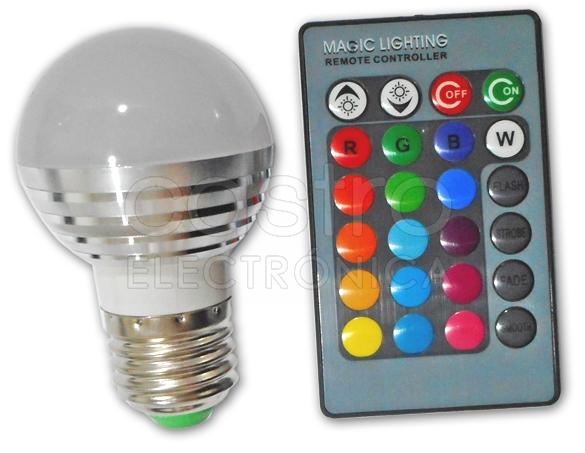 Lampada LED G45 220V E27 RGB 3W c/ Comando