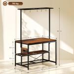 Estante de Cozinha com Tomada de Corrente Estilo Industrial com Prateleiras Ganchos Móvel Auxiliar 116x70x182 cm Marrom Rústico
