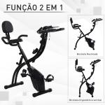 Bicicleta ergométrica dobrável ajustável em altura e resistência com tela LCD e assento com encosto 51x97x115 cm Preto