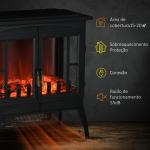 Lareira Elétrica 1000W/2000W com Luzes LED Chamas Realistas e Proteção Contra Superaquecimento para 15 - 20 ㎡ 60x37x60,5 cm Preto