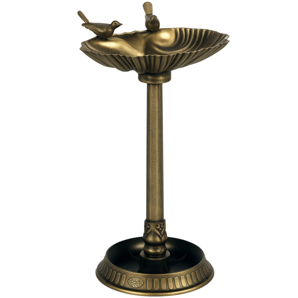 Banho para Pássaros de Jardim Exterior 81 cm com Design em Concha e Acabamento Envelhecido Leve e Resistente Bronze